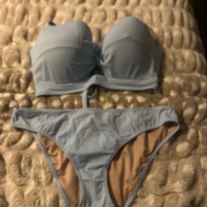Shade & Shore light blue padded bikini set - 38DD & Large bottom